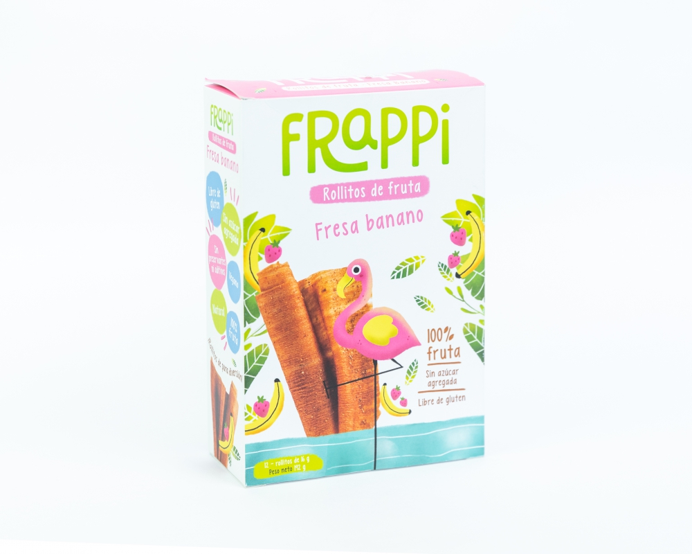 Rollitos de fruta fresa banano Frappi