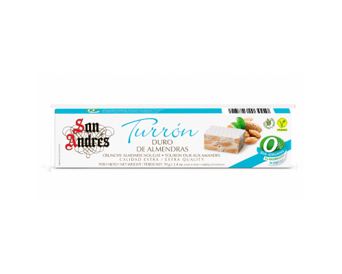 Turron Duro Almendras Sin Azúcar Sin Gluten Calidad Extra