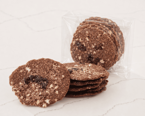 Galleta tejas de chocolate con arándanos y pecana