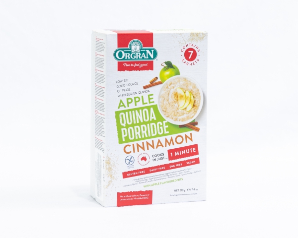 Apple quinoa porridge cinnamon Orgran