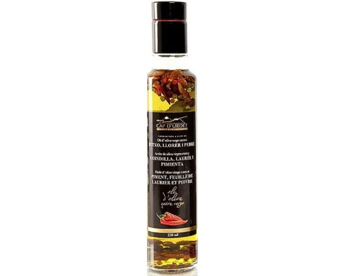 Aceite de Oliva Virgen Extra y Guindilla Laurel y Pimienta 